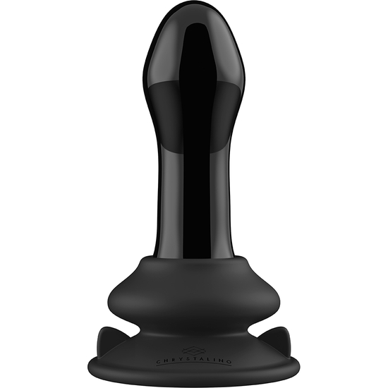 PLUGGY - GLASS VIBRATOR - WITH SUCTION CUP AND REMOTE - RECARGABLE - 10 VELOCIDADES - NEGRO