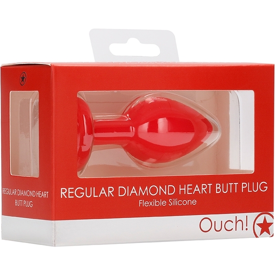 DIAMOND HEART BUTT PLUG - REGULAR - ROJO